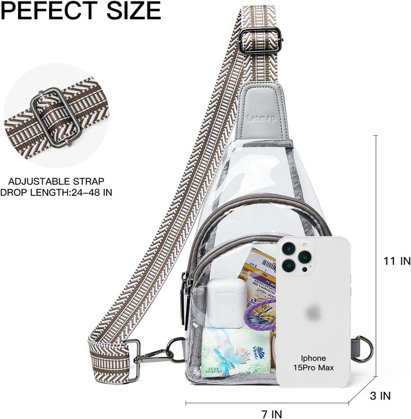 LATMAP Clear bags Stadium Approved Crossbody Sling Bag Fanny Pack Backpack Purses for Women Men Belt bag for stadium events - Image 4